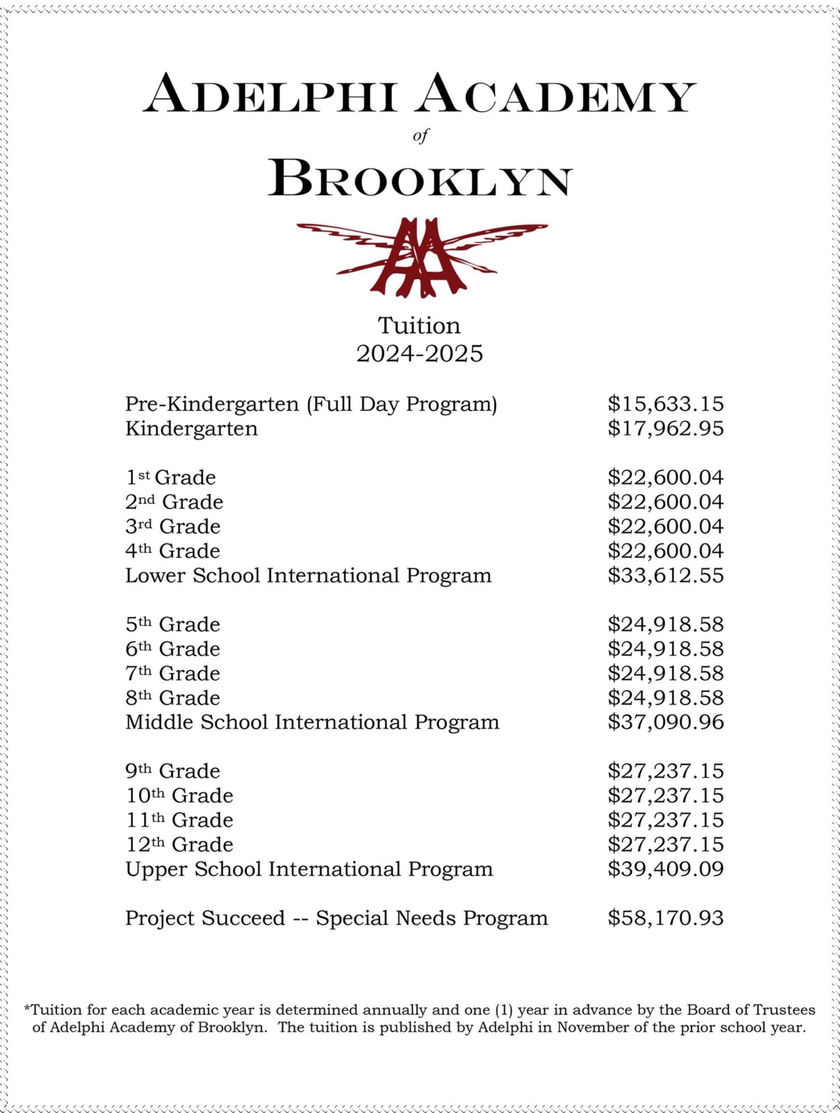 Tuition & Fees Adelphi Academy